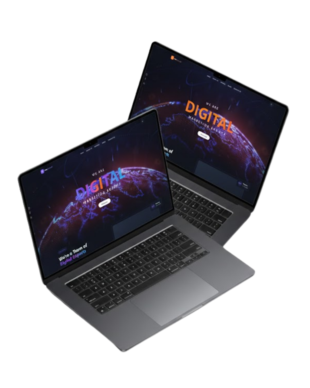 Dual laptop display showcasing web development projects